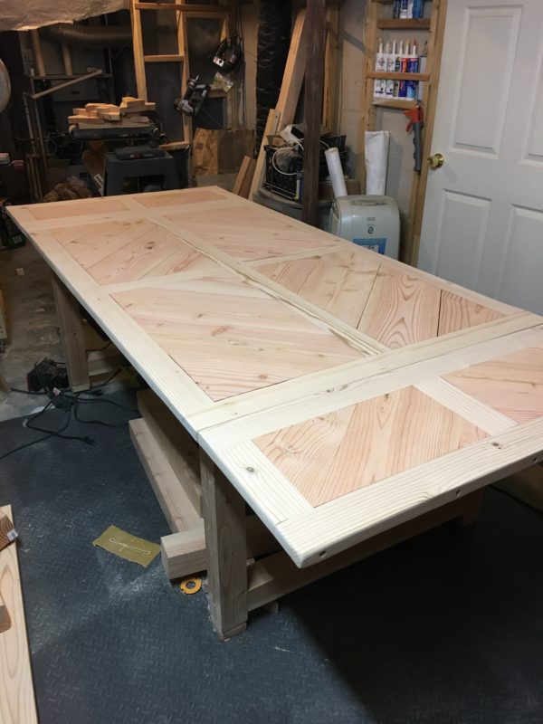 Dining room table in production